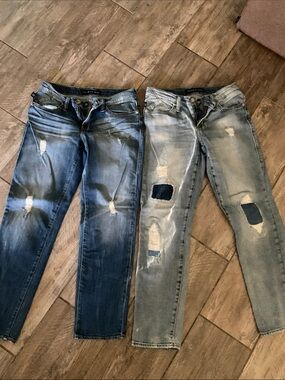 Rock & Republic Distressed Skinny Jeans Duo - Dark Blue & Light Blue